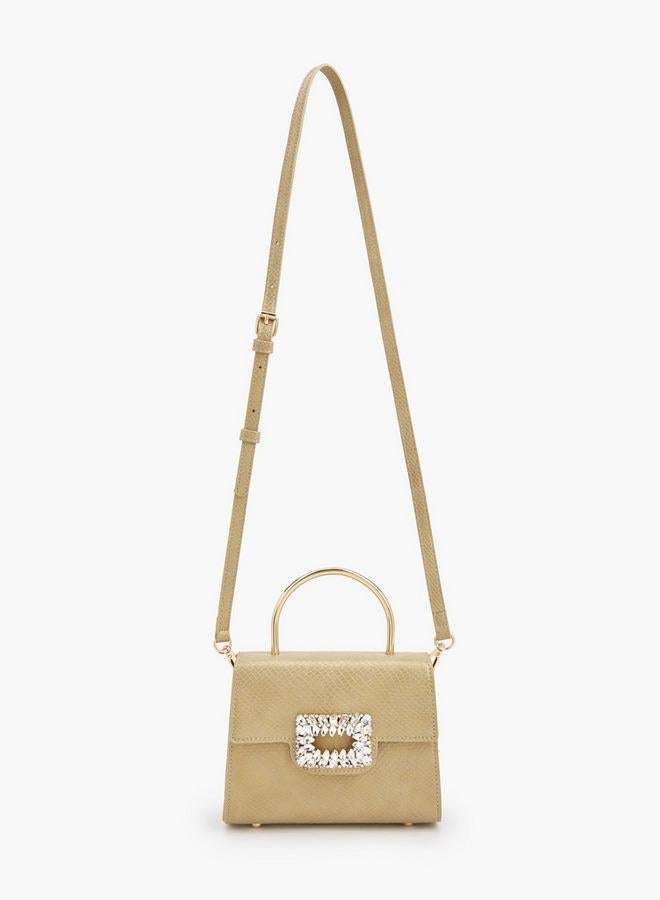 Flora Bella By Shoexpress Metallic Handbag With Crystal Buckle Ramadan Collection - Image 2